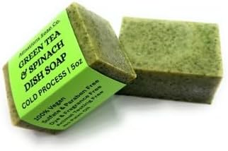 Allnations Soap Co - Handmade Solid Dish Soap Bar - Free of Dyes and Fragrance - 5oz - Unscented - Vegan (Green Tea)