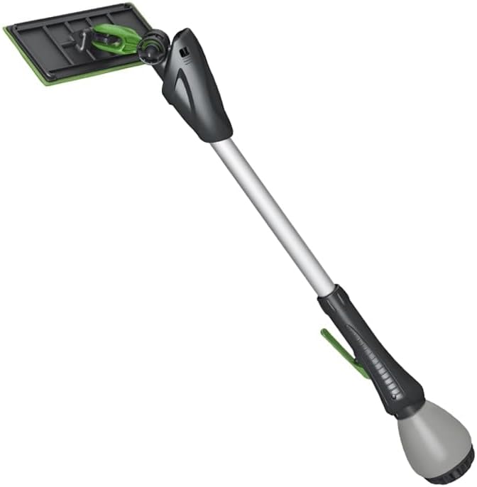 Cleano 2' Indoor Window and Surface Cleaning System - Cleaning Reach of up to 8 Feet | Micro Spray Delivers Water and Solution | Refillable Solution Globe | Includes 1 Glass Pad & 1 Spot Pad