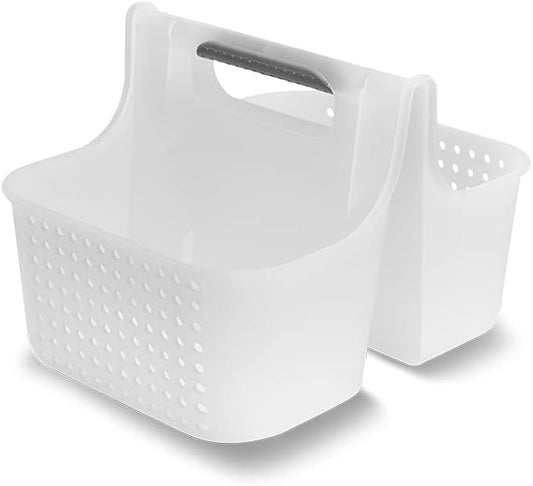 madesmart Premium Portable Shower Caddy, Hold Soap, Shampoo, Hair Supplies and Beauty Products, Cleaning Supplies Organizer for Home, Dorm, Plastic Shower Tote, Soft Handle, Grey
