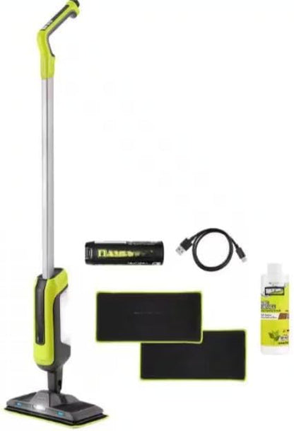 FVSM02K Fits For RYOBI USB Lithium Cordless Agitating Spray Mop Kit with 2.0 Ah Battery, Charging Cable, (2) Microfiber Cloth Pads, and Formula