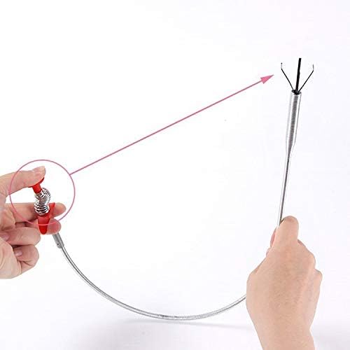 Drain Snake Drain Clog Remover Flexible Grabberable Pick Up Cleaning Tool Reacher Claw Stick, Drain Auger Grab Trash Hairs from Drain,Sink,Bathroom Tub Toilet Hose (23.7 Inch)