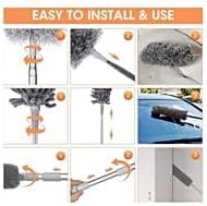 (New) Alta Dusting Products 7-Piece All Duster Combo Set (3 Microfiber Duster Heads with Extention Pole + Synthetic (Rainbow) Duster + Lambs Wool Duster + Ostrich Feather Duster)