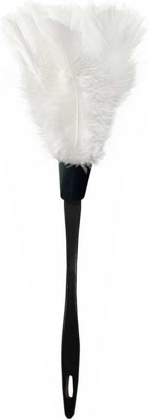 14 Inch Turkey Feather Duster, Gentle Style Dusting Tool for Home/Office Delicate Surfaces (White)