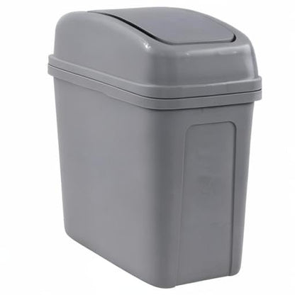 2 Gallon Small Swing Lid Trash Can, Swing-Top Garbage Can, Gray