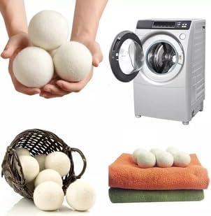 Wool Dryer Balls, White, Natural Fabric Softener, Reusable, Pack of 6