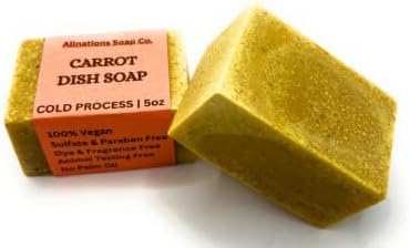Allnations Soap Co - All Natural Handmade Solid Dish Soap Bar - Free of Dyes and Fragrance - 5oz - Unscented - Vegan (Carrot)
