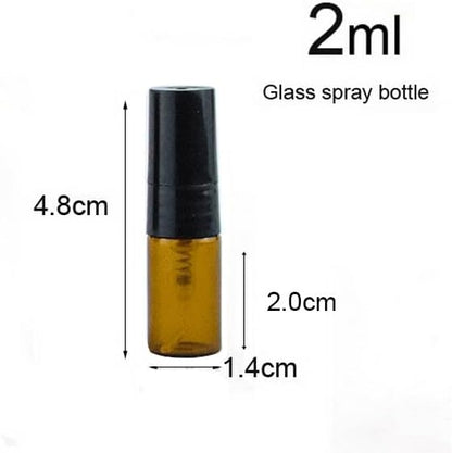 ELFENSTALL- 30pcs 2ml Brown Amber Fine Mist Mini Atomizer Vial Small Glass bottle Spray Refillable Perfume Empty Sample Bottle Clean Cloth 3ML Pipette Dropper for Travel Party