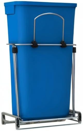 Rev-A-Shelf Double 27 Qt Pullout Trash Can for Base Kitchen Cabinets, Garbage Waste & Recycling Bin System with Full Extension Slides, Min Opening Width of 11.5", Blue/Black, RV-15KD-2218C-S