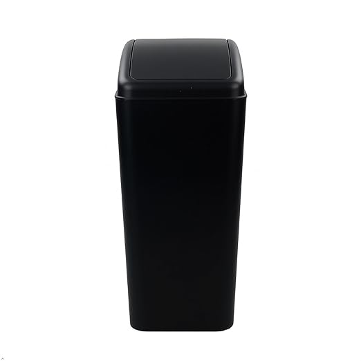 4.2 Gallon Plastic Trash Can with Swing Lid, Swing Top Garbage Can, Black
