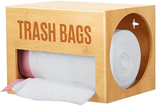 Libreshine Extra-Large Top-Loading Garbage Bag Holder Dispenser, Bamboo Trash Bag Organizer for Costco-Sized 13-33 Gallon Jumbo Rolls, Under-Sink, Wall-Mounted Storage for Kitchen & Garage