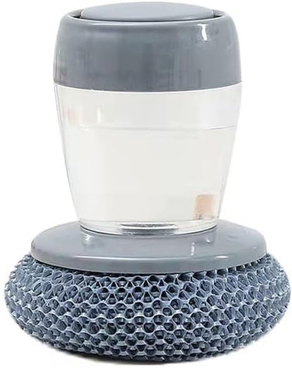 Sakerplus Kitchen Soap Dispensing Palm Brush, One-Press Dish Brush with Built-in Soap Reservoir, Handheld Kitchen Scrub Brush for Dishes, Bowls, Cups, & Everyday Cleanup (PET Material,1PC)