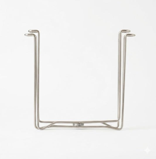 Stainless Steel Countertop Trash Bag Holder & Cup Drying Stand - Foldable Kitchen Garbage Rack for Food Prep & Waste Disposal (Non-Slip, Rust-Proof)