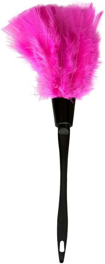 14 Inch Turkey Feather Duster, Gentle Style Dusting Tool for Home/Office Delicate Surfaces (Rose Red)