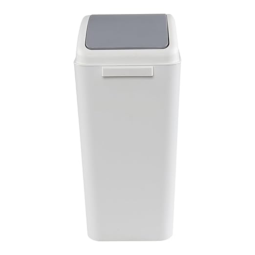 4.5 Gallon Swing Top Trash Can, Plastic Garbage Can with Swing Lid (Gray)