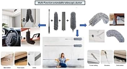 (New) Alta Dusting Products 7-Piece All Duster Combo Set (3 Microfiber Duster Heads with Extention Pole + Synthetic (Rainbow) Duster + Lambs Wool Duster + Ostrich Feather Duster)