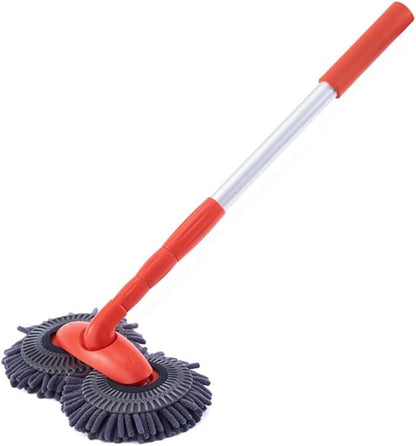 Shkalacar Microfiber Car Wash Brush Mop Kit, Rotatable Dual Head Telescopic Chenille Cleaning Mop, with Extension Pole Car Wash Brush Telescoping Cleaning Tool Duster Washing Car Tools Accessories
