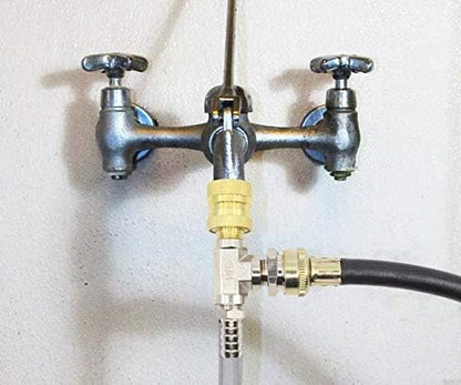 Brass Faucet Adapter – Bleeder T, Garden Hose Threads, Water Flow Tee for Blend Centers, Mop Buckets & Spray Bottles, Portable Water Supply