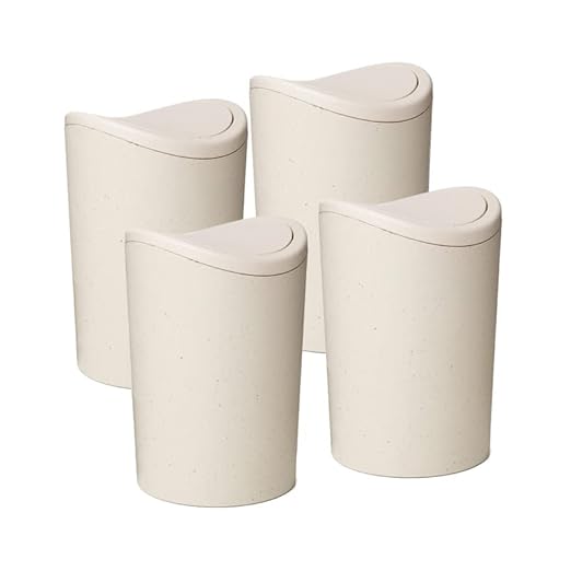 Superio Small Bathroom Trash Can with Lid, Modern White Mini Waste Bin with Swing Lid (1 1/2 Gallon, 6 Liter) Plastic Garbage Can for Kitchen, Bathroom, Bedroom, Office, Under Desk (4, Ecohome)
