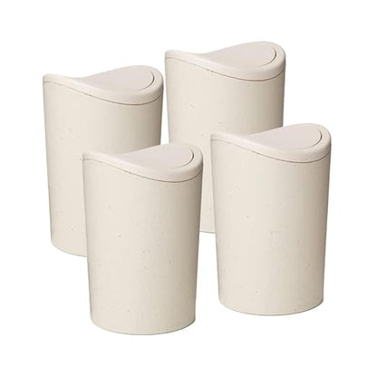 Superio Small Bathroom Trash Can with Lid, Modern White Mini Waste Bin with Swing Lid (1 1/2 Gallon, 6 Liter) Plastic Garbage Can for Kitchen, Bathroom, Bedroom, Office, Under Desk (4, Ecohome)