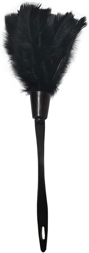 14 Inch Turkey Feather Duster, Gentle Style Dusting Tool for Home/Office Delicate Surfaces (Black)