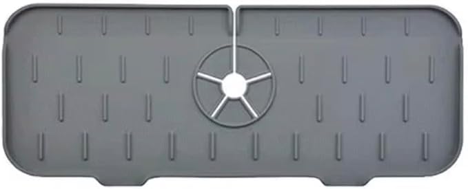 Silicone Sink Splash Guard for Faucet – Faucet Mat Drip Catcher, Kitchen Sink Water Guard, Behind Faucet Protector, Fast-Drying, Fits Most Sinks (14.5” x 5.5”, Dark Gray)