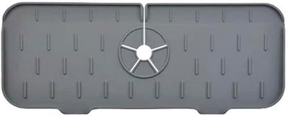 Silicone Sink Splash Guard for Faucet – Faucet Mat Drip Catcher, Kitchen Sink Water Guard, Behind Faucet Protector, Fast-Drying, Fits Most Sinks (14.5” x 5.5”, Dark Gray)