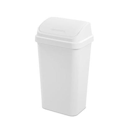 Sterilite 16 Pack Kitchen Garbage Trash Can with Plastic Swing Top, 13 Gal, White