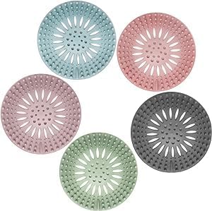 Drain Strainers, Hair Catcher Shower Drain Covers Protector, Silicone Hair Stopper Shower Drain Covers Protector for Bathtub Tub Shower and Sink.(Pack of 5)