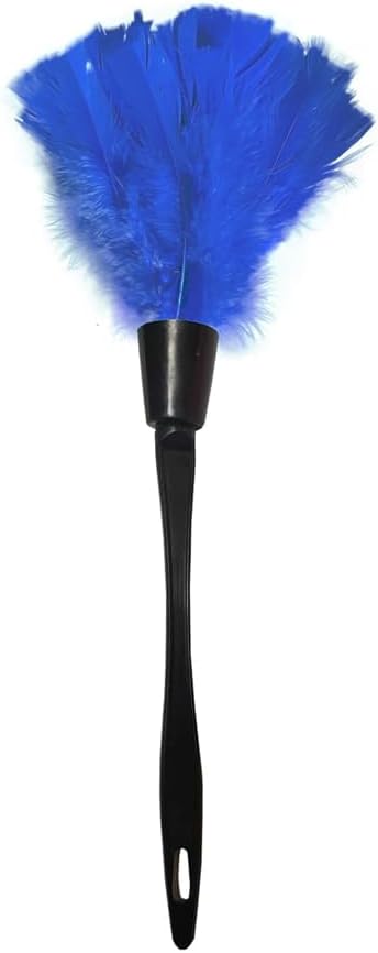 14 Inch Turkey Feather Duster, Gentle Style Dusting Tool for Home/Office Delicate Surfaces (Navy Blue)