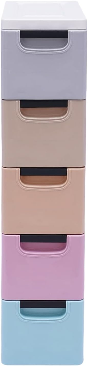 5 Drawers Slim Storage Cabinet,Rolling Narrow Cabinet with Drawer and Wheel,Multifunctional Floor Cabinet for Small Spaces Bathroom Kitchen Bedroom Living Room