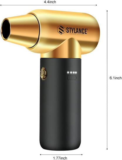 Compressed Air Duster - Barber Blower, Electric Duster, 3 Gear Mini Portable Jet Dry Air Blower, Cordless Vacuum Cleaner, for PC, Office,Salon, Fan, Laptop, Keyboard, Car (Gold)