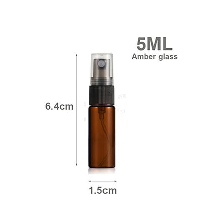 Elfenstall- 10pcs Amber 5ml 1/6oz Atomizer Vial Glass bottle Spray Refillable Perfume Empty Fine Mist Sample Bottle Clean Cloth Free 3ML Pipette for Travel Party