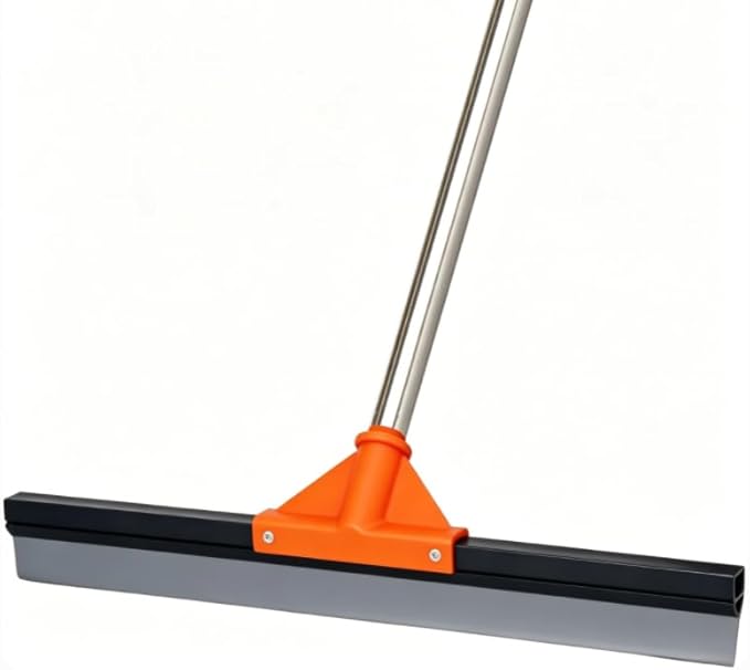 Heavy Duty Floor Squeegee with 40.8" Metal Long Handle for Concrete, Tile, Bathroom Glass & Window Cleaning - 17" Rubber Blade Removes Garage & Shower Standing Water