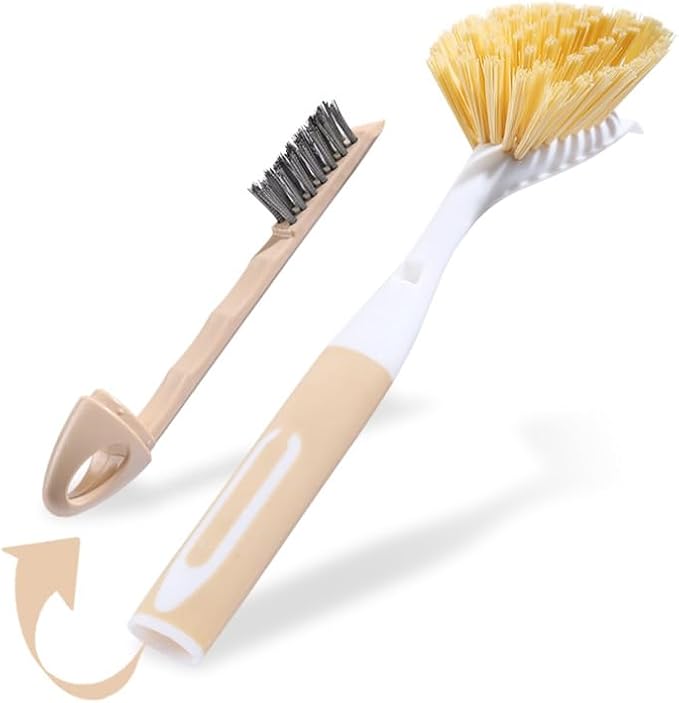 3 in 1 Dish Scrub Brush, Multipurpose Kitchen Cleaning Brush for Dishes, Pots, Pans, Sinks & Hard-to-reach areas