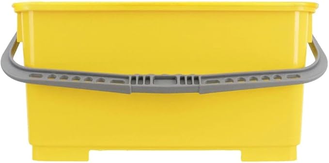 Pulex 6 Gallon Durable Lightweight Mop Bucket with Squeegee Carrying Clips and Ergonomic Handle for Floor and Window Cleaning - Yellow