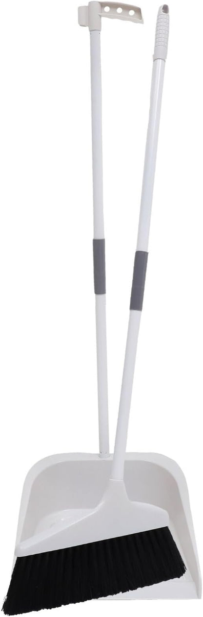 Lurrose Broom and Dustpan Set Heavy Duty Floor Cleaning Kit with Soft Bristles and Ergonomic Long Handle for Home Kitchen Tile and Hardwood Surfaces