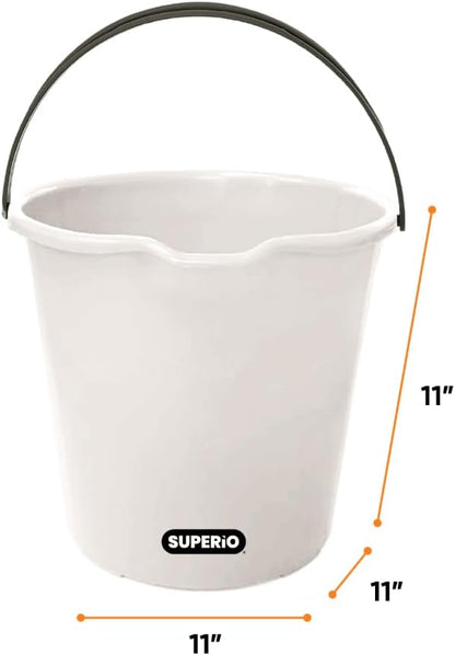 Superio 2-Pack Plastic Cleaning Bucket for Home, 2 Gallon Pail for Mopping with Large Spout - Bucket for Floor Mopping, Car Wash - Bowls for Camping, Fishing