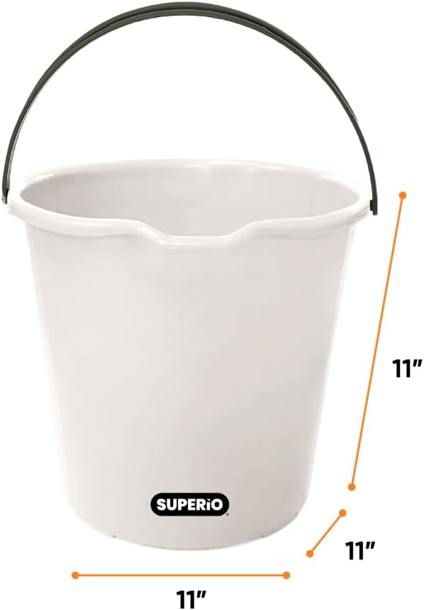 Superio 4-Pack Plastic Cleaning Bucket for Home, 2 Gallon Pail for Mopping with Large Spout - Bucket for Floor Mopping, Car Wash - Bowls for Camping, Fishing