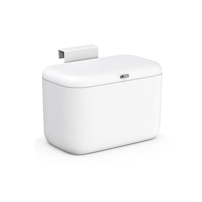 MUEE Compost Bin Kitchen for Counter Top or Under Sink, Hanging Small Trash Can with Lid [1.3 Gal/5L], Food Waste Bin, Mountable Garbage Can for Cupboard/Bathroom/Bedroom/Office/RV, Matte White