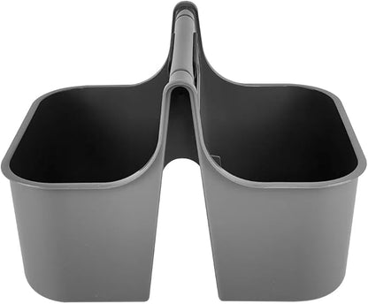 J&V TEXTILES Portable Shower Caddy, Bathroom Organizer Basket, Perfect Size for Dorm/College, Plastic Bath Tote, Dries Quickly with Drainage Holes, Soft Grip Carrying Handle (Gray, Medium)