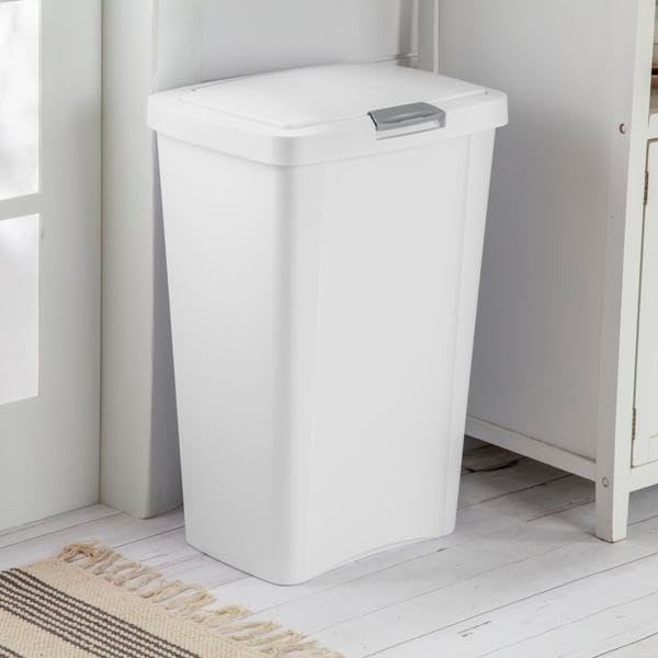STERILITE 10458004 Touch Can, White, 13 Gallon