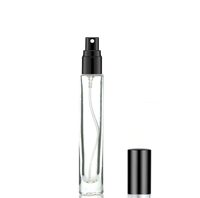 5pcs 10ml 1/3oz Black Silver Metal Spray Bottle Refill Perfume Hydrating Fragrance Fine Mist Atomizer Cosmetic Container Round Tube Party Makeup Tool Travel Gift Sample