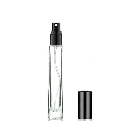 5pcs 10ml 1/3oz Black Silver Metal Spray Bottle Refill Perfume Hydrating Fragrance Fine Mist Atomizer Cosmetic Container Round Tube Party Makeup Tool Travel Gift Sample