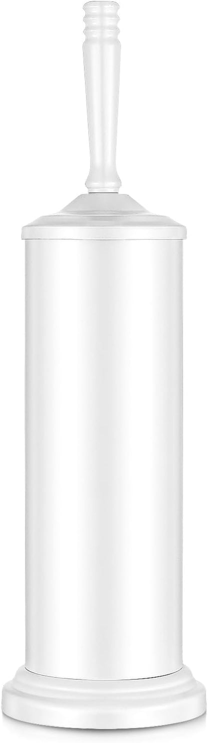 Stainless Steel Toilet Brush and Holder,Toilet Bowl Brush with Long Handle for Bathroom,Toilet Brushes-Space Saving,Covered Brush, Durable, Deep Cleaning,Splash Resistant (White)