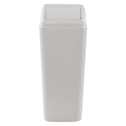 3.5 Gallons/14 Liter Small Trash Can, Plastic Swing Lid Garbage Bin，9.8" x 6.6" x 16.7"