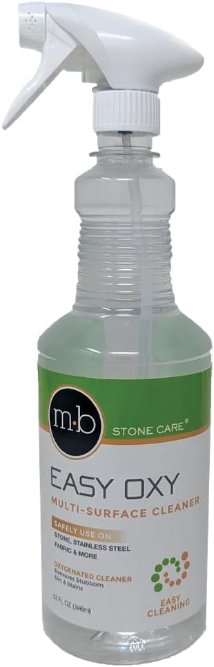 Easy Oxy Marble & Granite Cleaner - Multi-Purpose Cleaner For Natural Stone - 32 oz - Premium Microfiber Cloth- Bundle - 2 Items