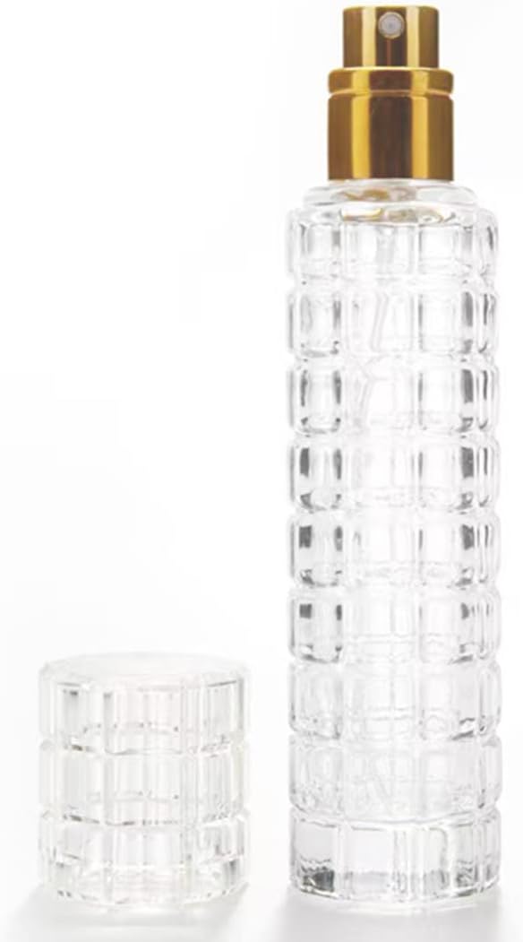 Glass Empty Bottle Refillable Perfume Atomizer Spray Bottle 1 Ounce, Travel Cologne Bottle Portable (Gold)