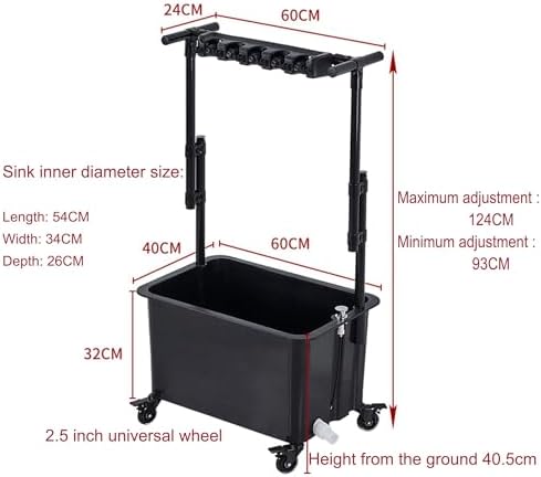 Mop Bucket & Broom Holder Storage Rack – Freestanding Cleaning Cart on Wheels for Garden, Garage, Schools & Restaurants – Organize with Durable Broom Closet & Tool Organizer