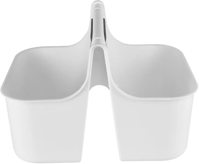 J&V TEXTILES Portable Shower Caddy, Bathroom Organizer Basket, Perfect Size for Dorm/College, Plastic Bath Tote, Dries Quickly with Drainage Holes, Soft Grip Carrying Handle (White, Medium)