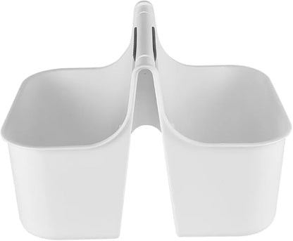 J&V TEXTILES Portable Shower Caddy, Bathroom Organizer Basket, Perfect Size for Dorm/College, Plastic Bath Tote, Dries Quickly with Drainage Holes, Soft Grip Carrying Handle (White, Medium)